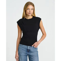 Express Stretch Cotton Crew Neck Cap Sleeve Draped Tee