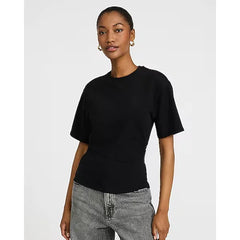 Express Stretch Cotton Short Sleeve Ruched Waist Tee