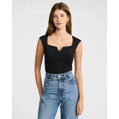 Express Body Contour High Compression Notch Cap Sleeve Bodysuit