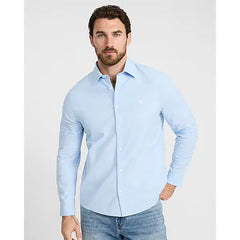 Express Solid Mini Lion Logo Cotton Long Sleeve Oxford Shirt