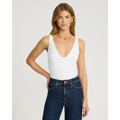 Express Body Contour Light Compression Stretch Cotton V Neck Sleeveless Bodysuit