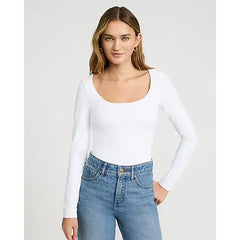 Express Body Contour High Compression Scoop Neck Long Sleeve Bodysuit