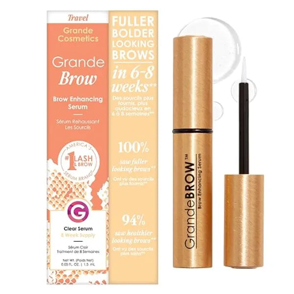 Grande Cosmetics GrandeBROW Brow Enhancing Serum For Fuller, Bolder, Looking Eyebrows Brow Serum With Vitamins, Peptides, Antioxidants, Amino Acids