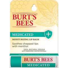 Burt's Bees Medicated Moisturizing Lip Balm with Menthol & Eucalyptus, 100% Natural - Single 0.15 oz Tube or Twin Pack (2 x 0.15 oz)