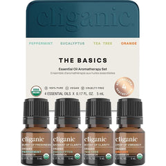Cliganic Organic Essential Oils Gift Set – Top 4 Aromatherapy Oils (Peppermint, Eucalyptus, Tea Tree & Orange) – 100% Pure Natural – Single Pack & Pack of 2