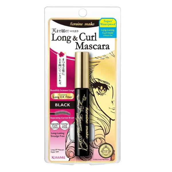 HEROINE MAKE by KISSME Waterproof Mascara Black | Tubing Mascara Volume and Length by Defining Fiber for Long and Curl Eye Makeup for Women - Black