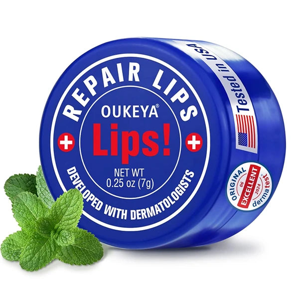 OUKEYA Medicated Lip Balm 0.25 oz – 100% Natural Beeswax Lip Moisturizer with Peppermint Oil & Petrolatum for Very Dry, Severely Chapped Lips (Single/3-Pack/6-Pack)
