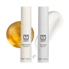 The U Beauty Duo - Resurfacing Compound & SUPER Hydrator Set - Vitamin C & E, Retinol, Hyaluronic Acid - Moisturizing Face Serum for Smooth, Hydrated and Softer Skin, Set of 2