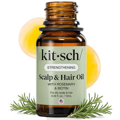 Kitsch Rosemary Oil for Hair Growth – Pre-Wash Scalp & Hair Oil with Biotin, Castor & Jojoba, Strengthens Roots, Adds Shine, Lavender Scent, 10mL & 60mL | Ideal Gift for Women