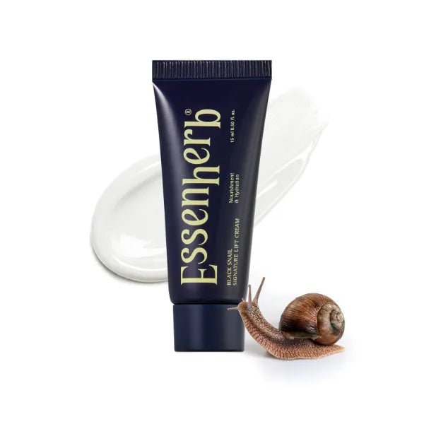 ESSENHERB Black Snail Signature Lift Cream – Korean Skincare Firming Moisturizer with 65% Snail Mucin, Peptides & Hyaluronic Acid – Cream for Skin Texture & Elastic-Looking Finish