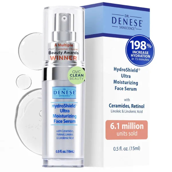 Dr. Denese SkinScience HydroShield Ultra Moisturizing Face Serum – Retinol & Ceramide Formula for Deep Moisture, Radiant Smooth Skin, Fine Line Care