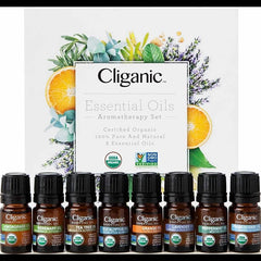 Cliganic Organic Aromatherapy Essential Oils Gift Set – Top 8 Iconic Oils – 100% Pure & Natural – Peppermint, Lavender, Eucalyptus, Tea Tree, Lemongrass, Rosemary, Frankincense & Orange