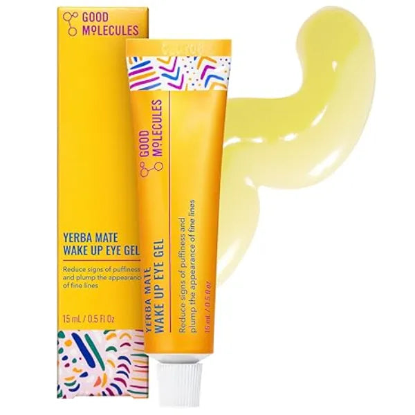 Good Molecules Yerba Mate Wake Up Eye Gel Hydrating Under Eye Gel Cream with Hyaluronic Acid and Caffeine Target Dark Circles and Puffiness Skin Care for Face
