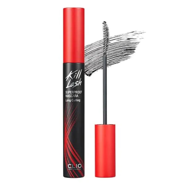 CLIO PROFESSIONAL Kill Lash Superproof Mascara, Waterproof Fiber Lengthening for Straight Lashes, Smudge & Flake Proof, Clump Free Lash Extension for Lifted Curl, Safe for Sensitive Eyes