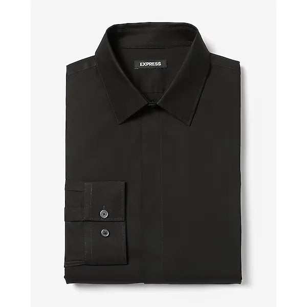 Express Slim Covered Placket Cotton Stretch 1MX Dress Shirt