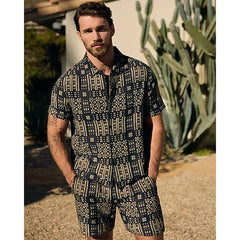 Express Textured Jacquard Cotton Blend Short Sleeve Shirt