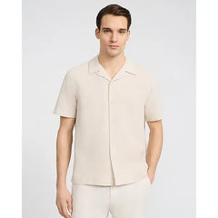 Express Textured Waffle Jacquard Cotton Short Sleeve Shirt