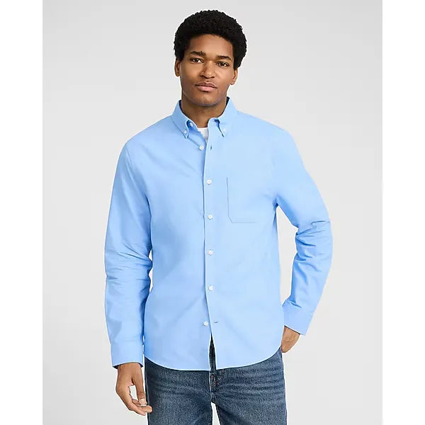 Express Regular Solid Cotton Long Sleeve Oxford Shirt