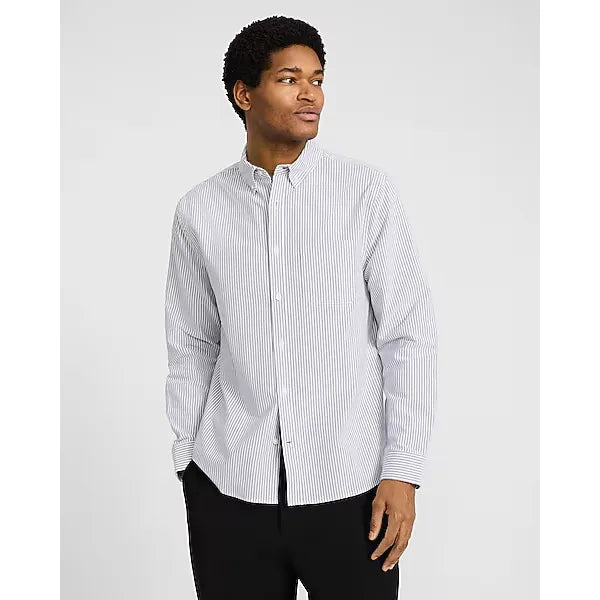 Express Regular Striped Cotton Long Sleeve Oxford Shirt