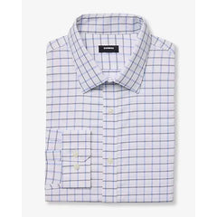 Express Slim Plaid Check Wrinkle Resistant Everyday Performance Dress Shirt