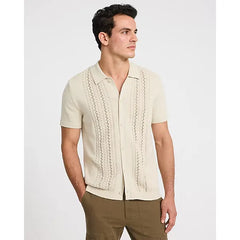 Express Cable Knit Short Sleeve Sweater Polo