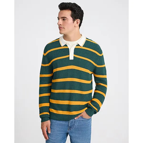 Express Varsity Striped Long Sleeve Sweater Polo