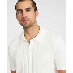 Express Textured Argyle Cotton Short Sleeve Sweater Polo