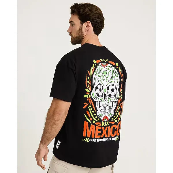 Express Mexico Black Cotton Soccer Graphic T-Shirt