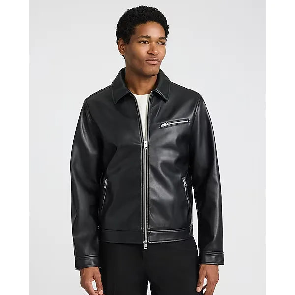 Express Zip Chest Pocket Faux Leather Jacket