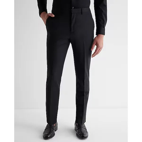 Express Extra Slim Black Wool Blend Washable Modern Tech Suit Pant