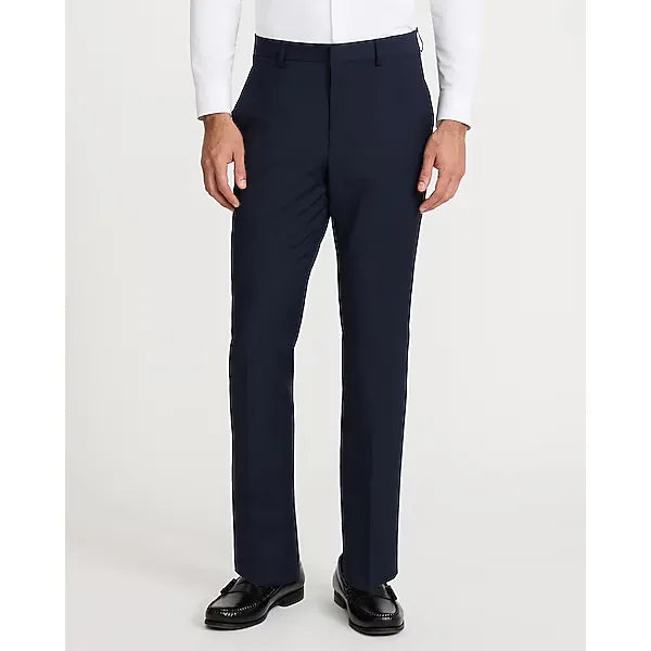 Express Slim Navy Wool Blend Washable Modern Tech Suit Pant