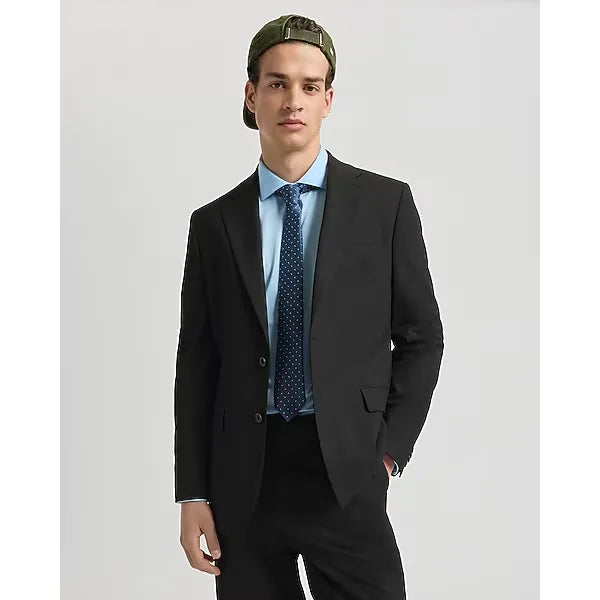 Express Slim Black Wool Blend Washable Modern Tech Suit Jacket