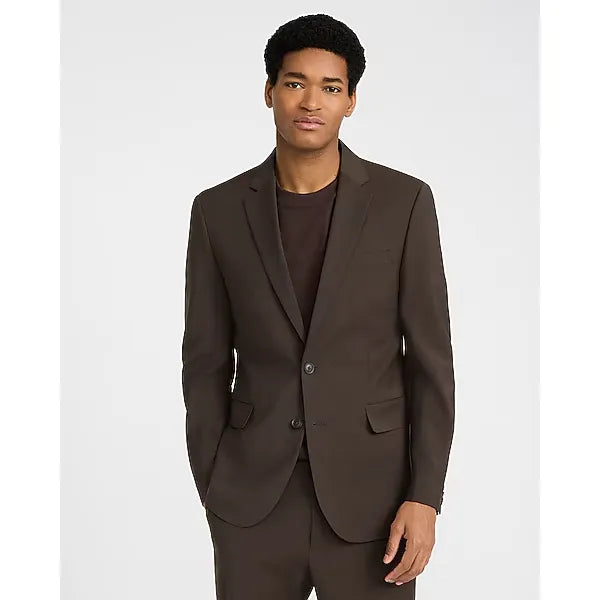 Express Extra Slim Brown Wool Blend Washable Modern Tech Suit Jacket