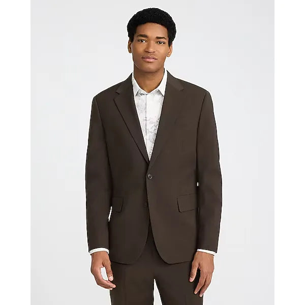 Express Slim Brown Wool Blend Washable Modern Tech Suit Jacket