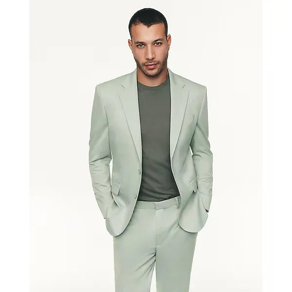 Express Slim Sage Wool Blend Stretch Suit Jacket