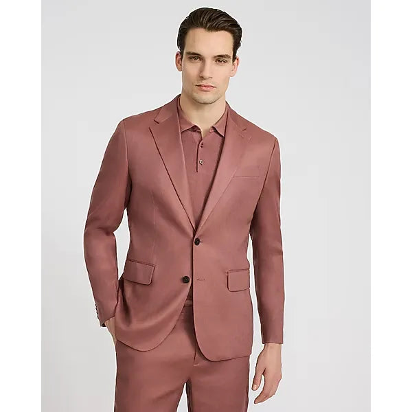 Express Classic Cognac Dusk Linen-Blend Suit Jacket