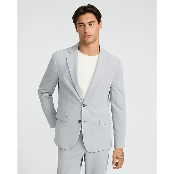 Express Slim Gray Seersucker Everyday Performance Suit Jacket