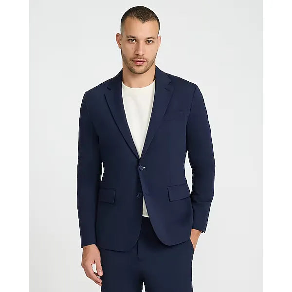 Express Slim Navy Seersucker Everyday Performance Suit Jacket