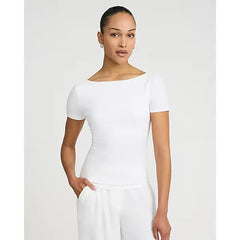 Express Best Loved Bra Free Boat Neck Scoop Back Tee