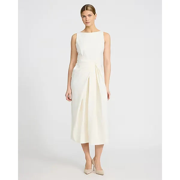 Express Crew Neck Sleeveless Gathered Front Midi Dress