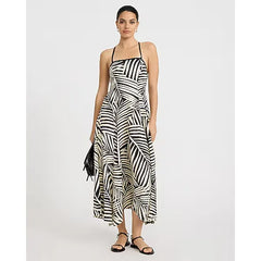 Express Printed Square Neckline Strappy Open Back Maxi Dress
