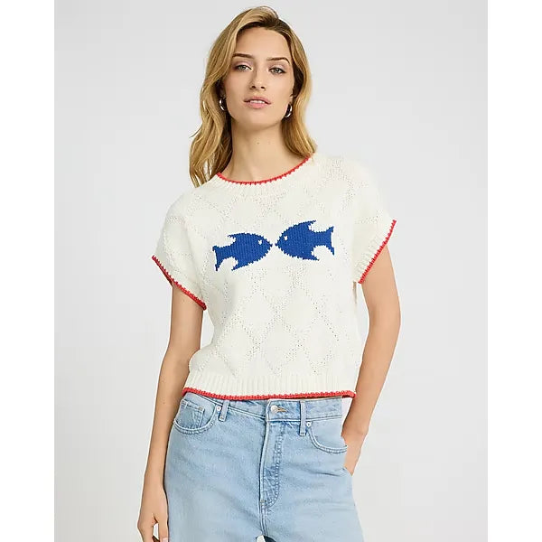 Express Fish Crew Neck Short Sleeve Sweater