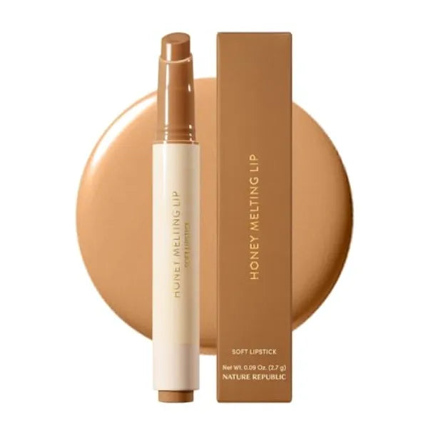 Nature Republic Honey Melting Lip, Soft Lip Stick, Hydrating Gloss, Moisturizing Balms, Sheer Tint, Shine & Nude, Glowy Finish, Korean Make Up