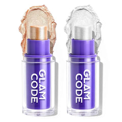 Glam Code Highlighter Makeup stick, Highlighter Makeup Stick for Face and Body, Radiant & Shimmer Glow, Buildable Color for All Day | Vegan & Cruelty-Free
