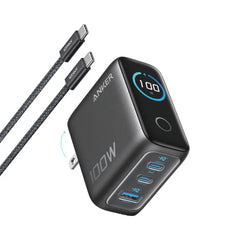 Anker 100W 3-Port Charger with Smart Display & USB-C Cable (B121B1Z1)