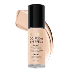 Milani Conceal + Perfect 2-in-1 Foundation + Concealer Liquid Foundation - Cover Under-Eye Circles, Blemishes & Skin Discoloration for a Flawless Complexion - 30ml