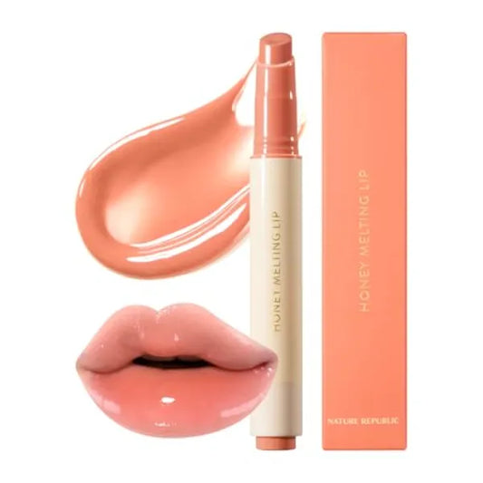 Nature Republic Honey Melting Lip, Soft Lip Stick, Hydrating Gloss, Moisturizing Balms, Sheer Tint, Shine & Nude, Glowy Finish, Korean Make Up