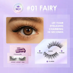 FOCALLURE Lashes Charming False Eyelash, Faux Mink Lashes, Extension Look Cat Eye Natural Lashes, Easy To Apply, Reusable, Cruelty-Free, Contact Lens Friendly, 1 Pair