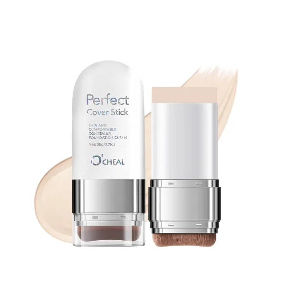 O'CHEAL Concealer Foundation Stick, 2 in 1 Long-Lasting Stick Foundation Concealer with Brush, Full Coverage for Dark Circles & Blemishes Face Contour