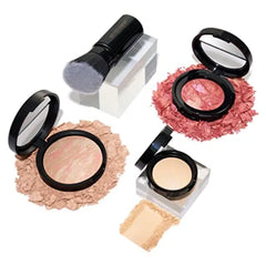 LAURA GELLER NEW YORK Daily Routine Kit (4 PC): Baked Balance-n-Brighten Foundation, Retractable Kabuki Brush + Blush-N-Brighten, Tropic Hues + Original Baked Highlighter, French Vanilla